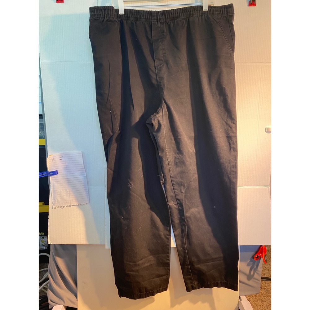 Cabin Creek Womens 20T Black Elastic Waist Pull On Straight Leg Pants Tall Plus